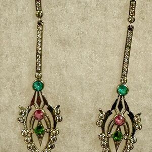 Elegant Silver and Green Dangle Earrings